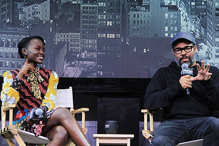Director Jordan Peele and actress Lupita Nyong'o who portrayed Adelaide Wilson and her sinister Tethered double Red.