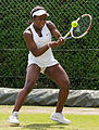 Sachia Vickery competing in the second round of the 2015 Wimbledon Qualifying Tournament at the Bank of England Sports Grounds in Roehampton, England. The winners of three rounds of competition qualify for the main draw of Wimbledon the following week.