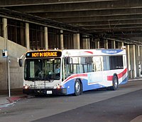 SamTrans bus at San Bruno station garage, June 2018 (cropped).JPG