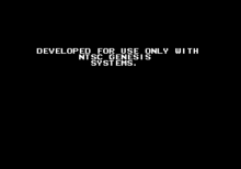 A screenshot of an error screen with the message "DEVELOPED FOR USE ONLY WITH NTSC GENESIS SYSTEMS."