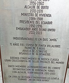 Lista de cargos públicos en el Monumento a Sixto Durán Ballén