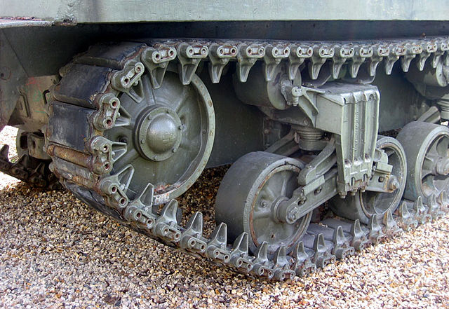 Volute spring suspension on an M4 Sherman tank