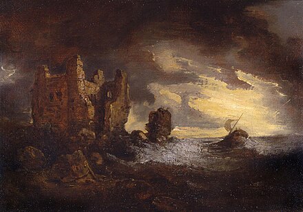 The painting by Sir George Beaumont which inspired the poem. Sir George Howland Beaumont - Peele Castle in a Storm.jpg