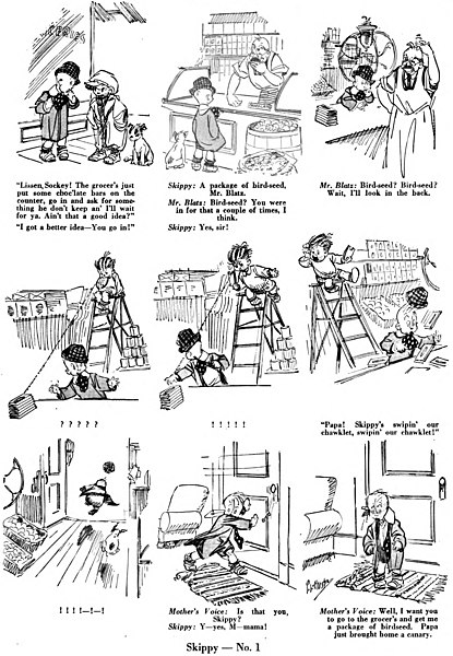 The debut Skippy comic strip, published in Life on March 22, 1923