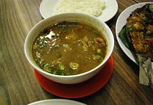 Sop saudara and ikan bolu bakar (grilled milkfish). Specialty of Makassar. Sop Saudara 1.JPG