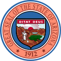 Motto Ditat Deus sa nachádza na pečati Arizony
