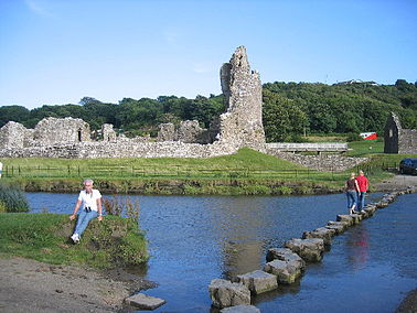 Ogmore Castle and Stepping Stones Stepping Stones on River Ogmore, Ogmore Castle, Ogmore, near Bridgend, Wales - geograph.org.uk - 88693.jpg