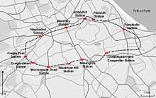 The route of the Suburban Circle passenger trains after 1891 Suburbanrail.jpg