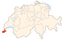Kort som viser hvor i Schweiz Genève ligger