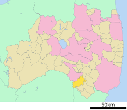 Tanaguras läge i Fukushima prefektur Städer:      Signifikanta städer      Övriga städer Landskommuner:      Köpingar      Byar