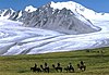 Riding past a glacier