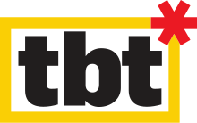 Logo of the free tabloid tbt* in 2018 Tbt (2018-01-24).svg