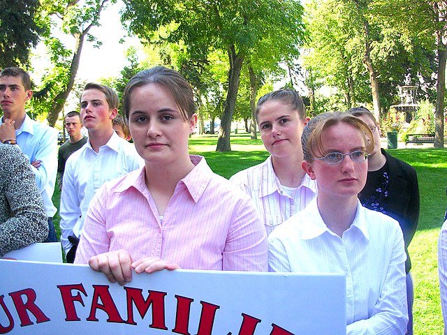 Teens from polygamous families along with over 200 supporters demonstrate at a pro-polygamy rally in Salt Lake City in 2006