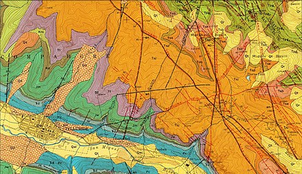 Telluride geologic map and location of historic mines