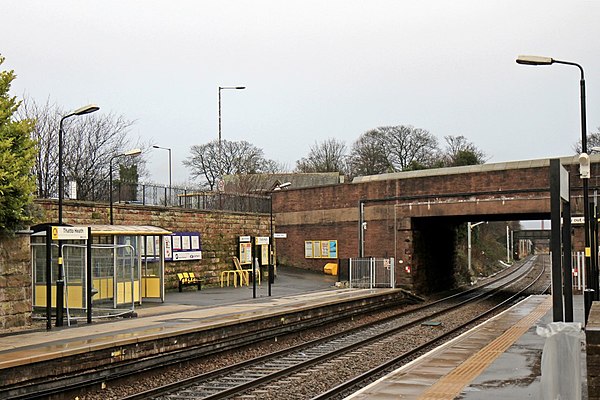 Thatto Heath station is branded Merseyrail with trains operated by Northern.