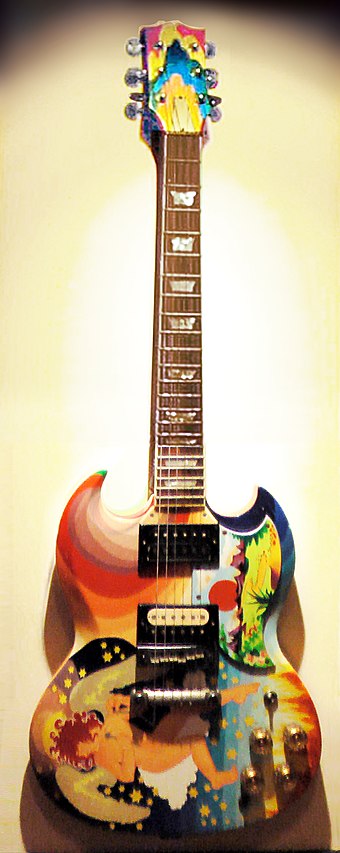 Replica of Eric Clapton's "The Fool", a guitar design which became symbolic of the psychedelic era
