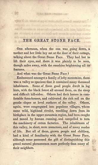 "The Great Stone Face" as it appeared in The Snow-Image, and Other Twice-Told Tales The Great Stone Face.jpg