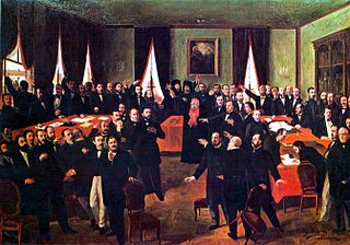 Proclamation of the Moldo-Wallachian union, painting by Theodor Aman