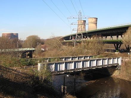 Tram, railway and M1 bridges at Tinsley