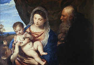 <i>Madonna of the Roses</i> c. 1530 painting by Titian