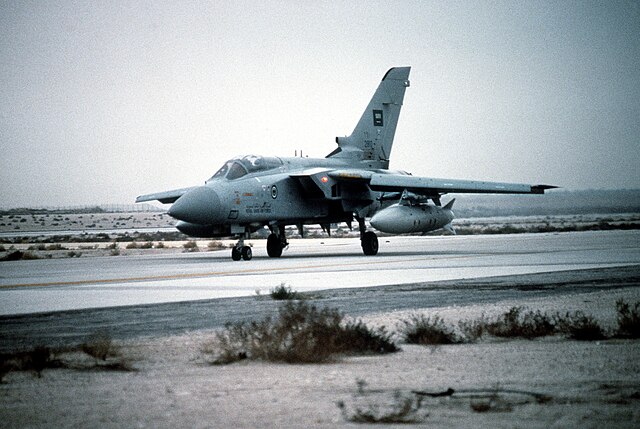 A Royal Saudi Air Force Tornado F3 during Operation Desert Storm.