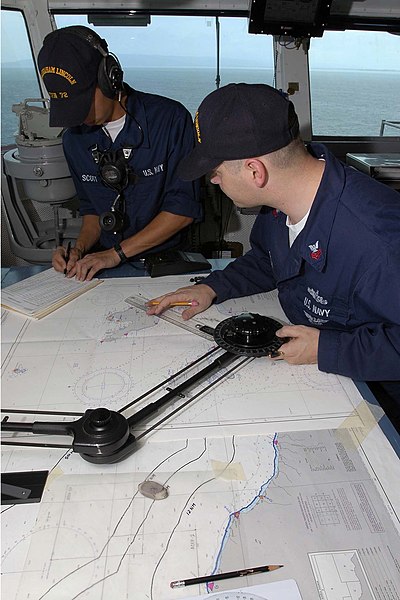 File:US Navy 050101-N-6074Y-042 Crew members plot the ships course for USS Abraham Lincoln (CVN-72) as she transits the waters off of the coast of Banda Aceh, Sumatra, Indonesia.jpg