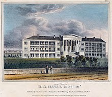 U S Naval Asylum 1838, John Caspar Wild, U S Naval Asylum 1839 ,Philadelphia, Pennsylvania, litho by J V Bowen Library of Congress Prints collection,.jpg