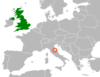 Location map for San Marino and the United Kingdom.