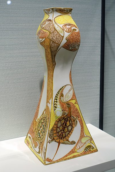 Porcelain vase designed by J. Jurriaan Kok and decorated by W.R. Sterken (1901)