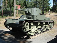 Finnish Vickers 6-ton tank (T-26E), on display. This tank was upgunned with a captured Soviet 45 mm gun in a T-26 turret during the war.