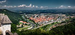Celje nhìn từ lâu đài Celje, hình chụp 2016