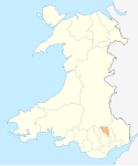 Location of Blaenau Gwent in Wales. Wales Blaenau Gwent locator map.svg