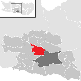 Poloha obce Weißenstein v okrese Villach-vidiek (klikacia mapa)