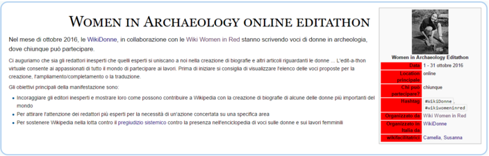 WikiDonne - Women In Archaeology editathon