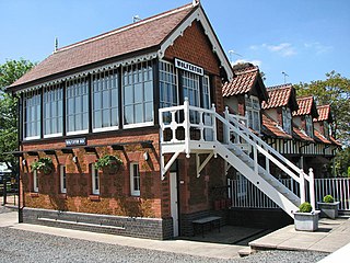 view of red-brick, two-storey signal box