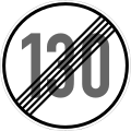 Zeichen 278-130 Ende der zulässigen Höchst­geschwindigkeit; bisher Zeichen 278-63