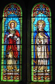 Vitrail représentant saint Étienne et le Christ Roi.