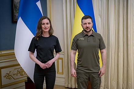 Marin and Ukrainian President Volodymyr Zelenskyy on 26 May 2022.