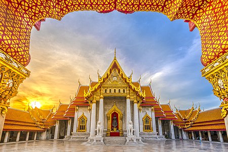 Budhalainen temppeli Wat Benchamabophit Dusitvanaram Thaimaassa