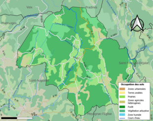 Barevná mapa znázorňující využití půdy.