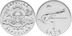 सालमन अंकित एक लात्स का मानक सिक्का