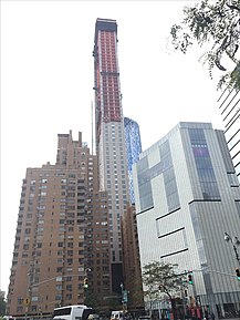 220 Central Park South under construction in October 2016 as seen from Columbus Circle
