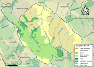 Kolorowa mapa przedstawiająca użytkowanie gruntów.