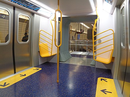 Mockup of the proposed experimental open-gangway configuration for the R211T subway car