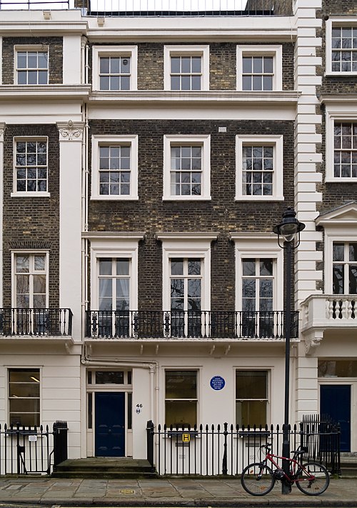 46 Gordon Square, Bloomsbury, London. The economist John Maynard Keynes (1883–1946) lived here from 1916.