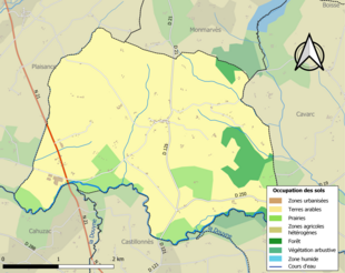 Barevná mapa znázorňující využití půdy.