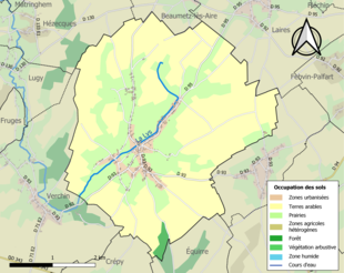 Barevná mapa znázorňující využití půdy.