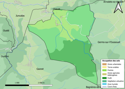 Barevná mapa znázorňující využití půdy.