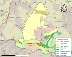 Barevná mapa znázorňující využití půdy.