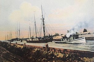 A towing scene through Sturgeon Bay Ship Canal